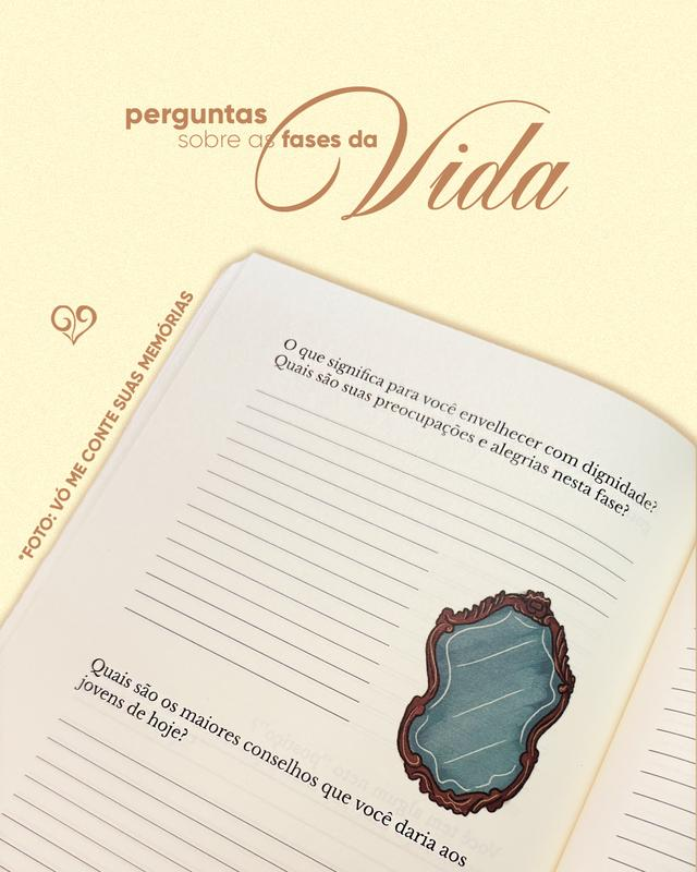 Páginas com perguntas sobre as fases da vida
